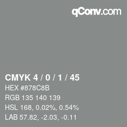 カラーコード: CMYK 4 / 0 / 1 / 45 | qconv.com