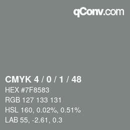 颜色代码: CMYK 4 / 0 / 1 / 48 | qconv.com