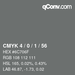 颜色代码: CMYK 4 / 0 / 1 / 56 | qconv.com