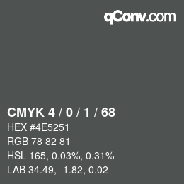 カラーコード: CMYK 4 / 0 / 1 / 68 | qconv.com