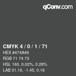 颜色代码: CMYK 4 / 0 / 1 / 71 | qconv.com