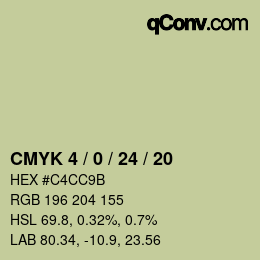 カラーコード: CMYK 4 / 0 / 24 / 20 | qconv.com