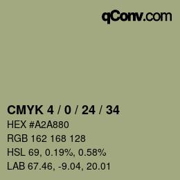 颜色代码: CMYK 4 / 0 / 24 / 34 | qconv.com
