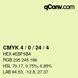 颜色代码: CMYK 4 / 0 / 24 / 4 | qconv.com