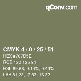 Farbcode: CMYK 4 / 0 / 25 / 51 | qconv.com