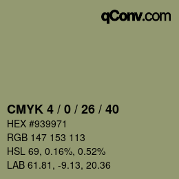 カラーコード: CMYK 4 / 0 / 26 / 40 | qconv.com