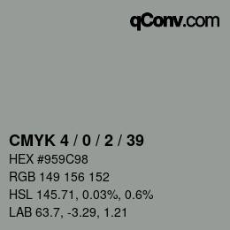 カラーコード: CMYK 4 / 0 / 2 / 39 | qconv.com
