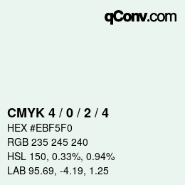 颜色代码: CMYK 4 / 0 / 2 / 4 | qconv.com