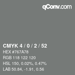 Color code: CMYK 4 / 0 / 2 / 52 | qconv.com