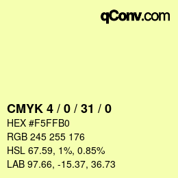 颜色代码: CMYK 4 / 0 / 31 / 0 | qconv.com