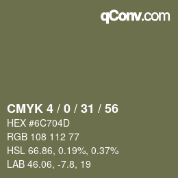 Farbcode: CMYK 4 / 0 / 31 / 56 | qconv.com