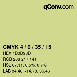カラーコード: CMYK 4 / 0 / 35 / 15 | qconv.com