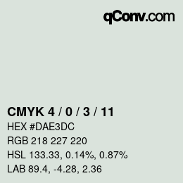 カラーコード: CMYK 4 / 0 / 3 / 11 | qconv.com