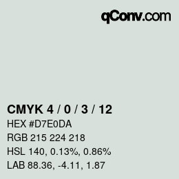 カラーコード: CMYK 4 / 0 / 3 / 12 | qconv.com