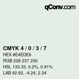 カラーコード: CMYK 4 / 0 / 3 / 7 | qconv.com