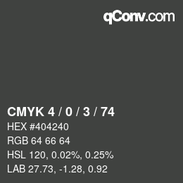 カラーコード: CMYK 4 / 0 / 3 / 74 | qconv.com