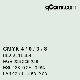 Farbcode: CMYK 4 / 0 / 3 / 8 | qconv.com