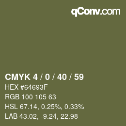 カラーコード: CMYK 4 / 0 / 40 / 59 | qconv.com