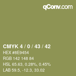 カラーコード: CMYK 4 / 0 / 43 / 42 | qconv.com