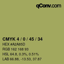 颜色代码: CMYK 4 / 0 / 45 / 34 | qconv.com
