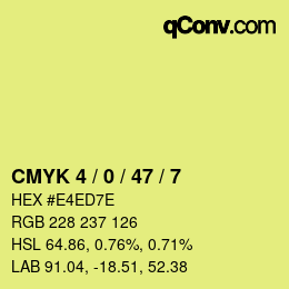 Farbcode: CMYK 4 / 0 / 47 / 7 | qconv.com