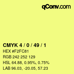 颜色代码: CMYK 4 / 0 / 49 / 1 | qconv.com