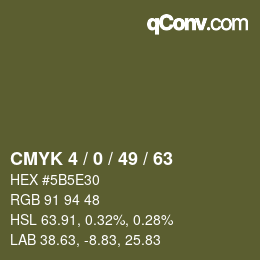Código de color: CMYK 4 / 0 / 49 / 63 | qconv.com