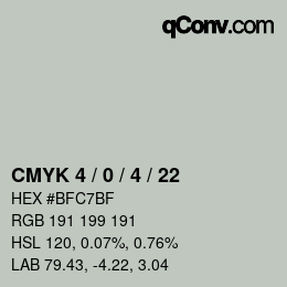 Color code: CMYK 4 / 0 / 4 / 22 | qconv.com