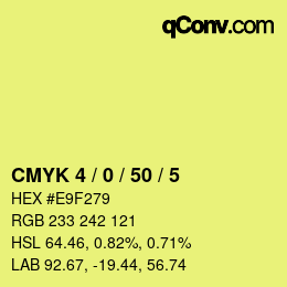 颜色代码: CMYK 4 / 0 / 50 / 5 | qconv.com