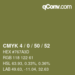 カラーコード: CMYK 4 / 0 / 50 / 52 | qconv.com