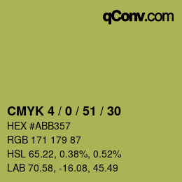 Color code: CMYK 4 / 0 / 51 / 30 | qconv.com