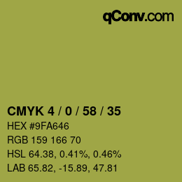 カラーコード: CMYK 4 / 0 / 58 / 35 | qconv.com