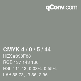 Color code: CMYK 4 / 0 / 5 / 44 | qconv.com