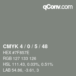 颜色代码: CMYK 4 / 0 / 5 / 48 | qconv.com