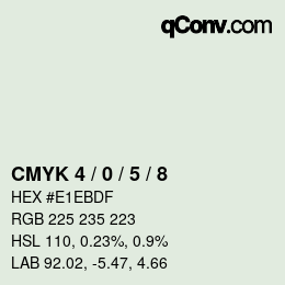 カラーコード: CMYK 4 / 0 / 5 / 8 | qconv.com