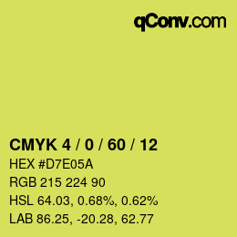 カラーコード: CMYK 4 / 0 / 60 / 12 | qconv.com