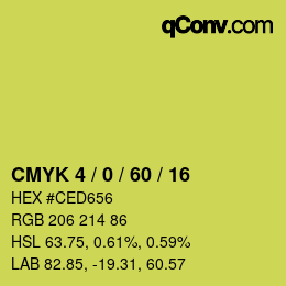 カラーコード: CMYK 4 / 0 / 60 / 16 | qconv.com