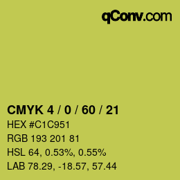カラーコード: CMYK 4 / 0 / 60 / 21 | qconv.com