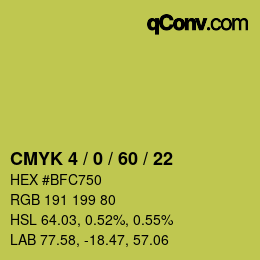 颜色代码: CMYK 4 / 0 / 60 / 22 | qconv.com