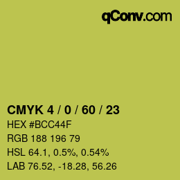 カラーコード: CMYK 4 / 0 / 60 / 23 | qconv.com