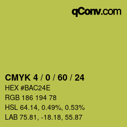 カラーコード: CMYK 4 / 0 / 60 / 24 | qconv.com