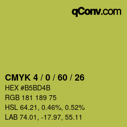 Code couleur: CMYK 4 / 0 / 60 / 26 | qconv.com