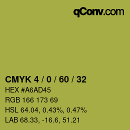 カラーコード: CMYK 4 / 0 / 60 / 32 | qconv.com