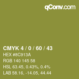 カラーコード: CMYK 4 / 0 / 60 / 43 | qconv.com
