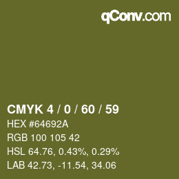 カラーコード: CMYK 4 / 0 / 60 / 59 | qconv.com