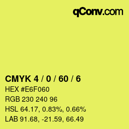 カラーコード: CMYK 4 / 0 / 60 / 6 | qconv.com