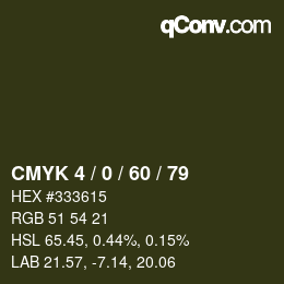 Color code: CMYK 4 / 0 / 60 / 79 | qconv.com