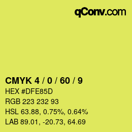 カラーコード: CMYK 4 / 0 / 60 / 9 | qconv.com