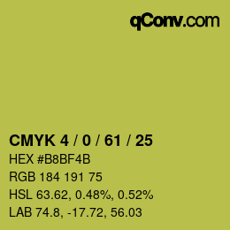 颜色代码: CMYK 4 / 0 / 61 / 25 | qconv.com