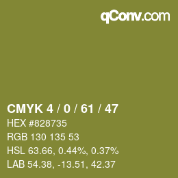 カラーコード: CMYK 4 / 0 / 61 / 47 | qconv.com